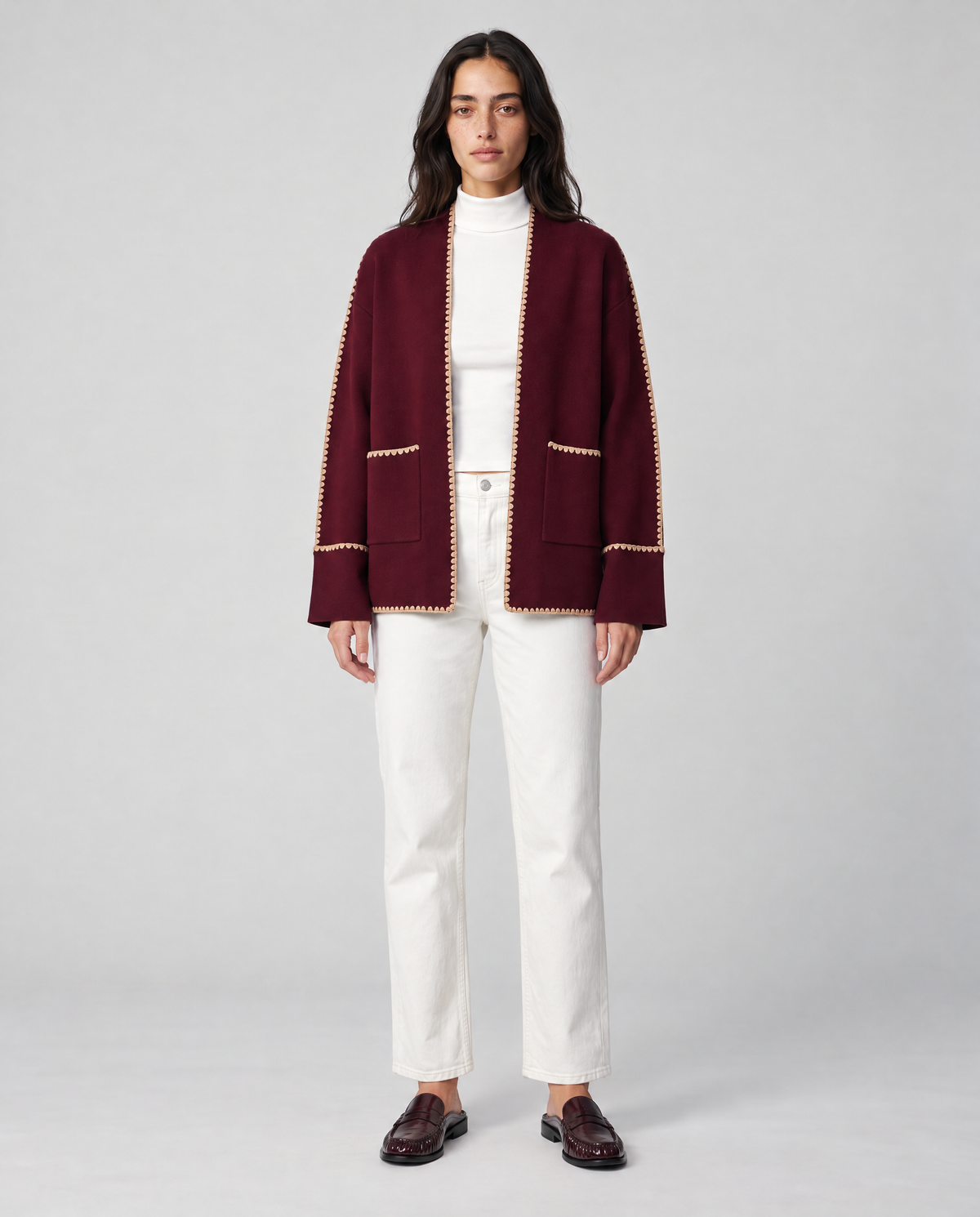 THML Annabelle Cardigan - Burgundy-Hand In Pocket