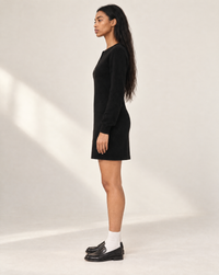 Bobi Henley LS Raglan Dress - Black-Hand In Pocket