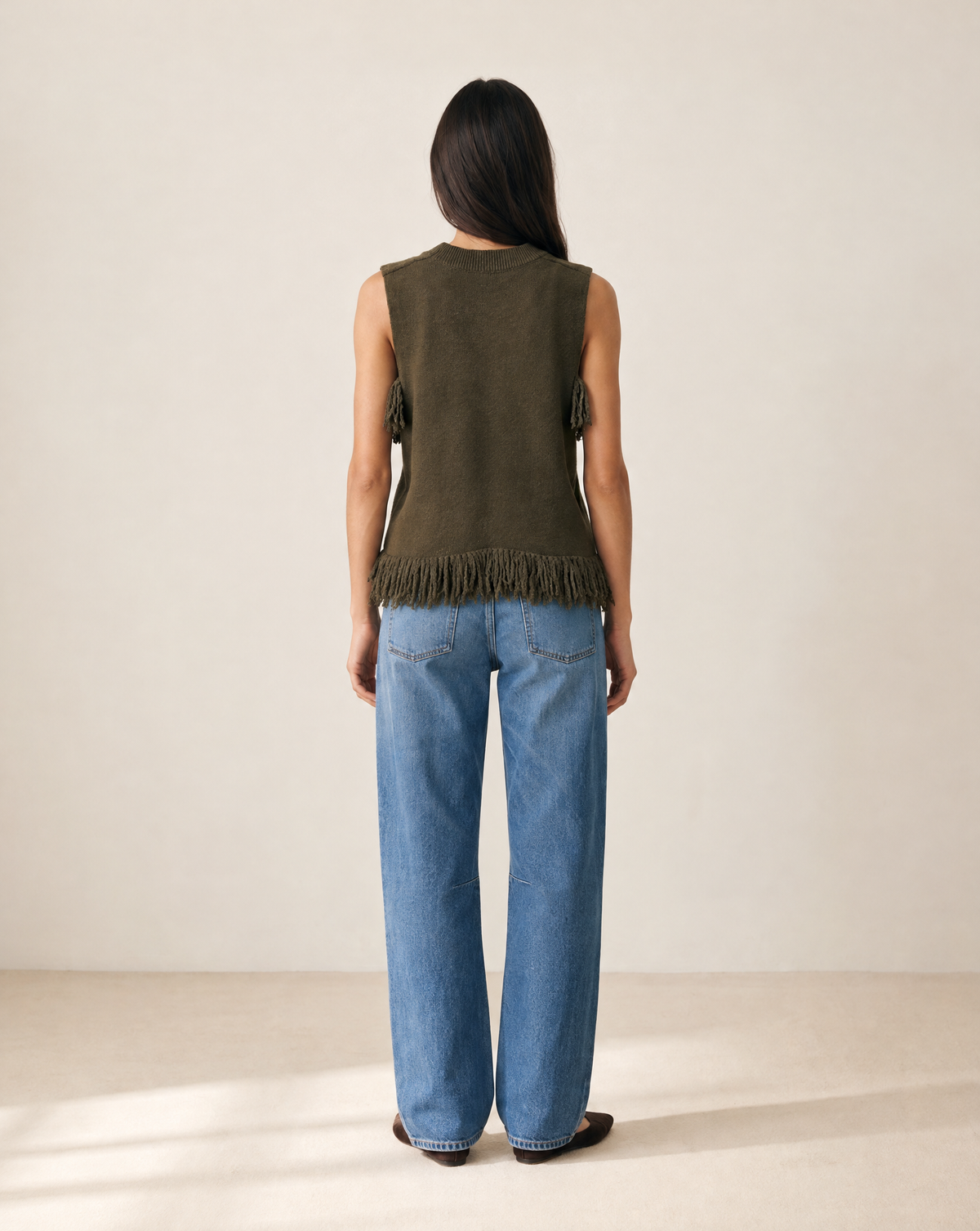 THML Fiona Fringe Knit Top - Vine-Hand In Pocket