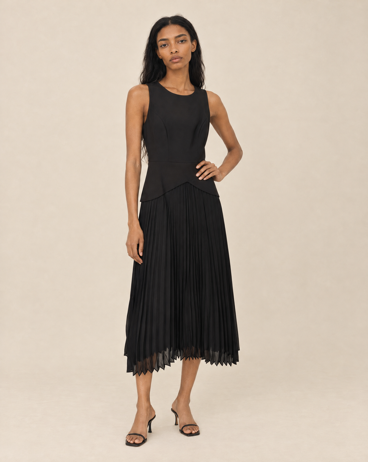THML Lenora Mix Media Dress - Black