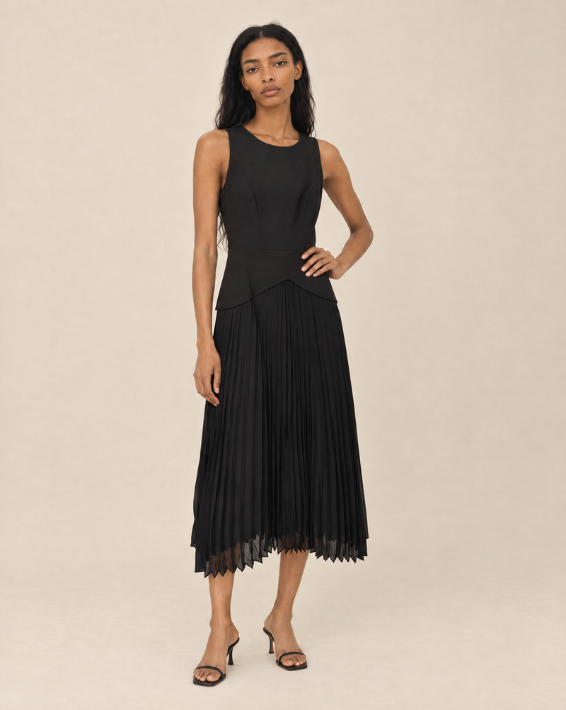 THML Lenora Mix Media Dress - Black-Hand In Pocket