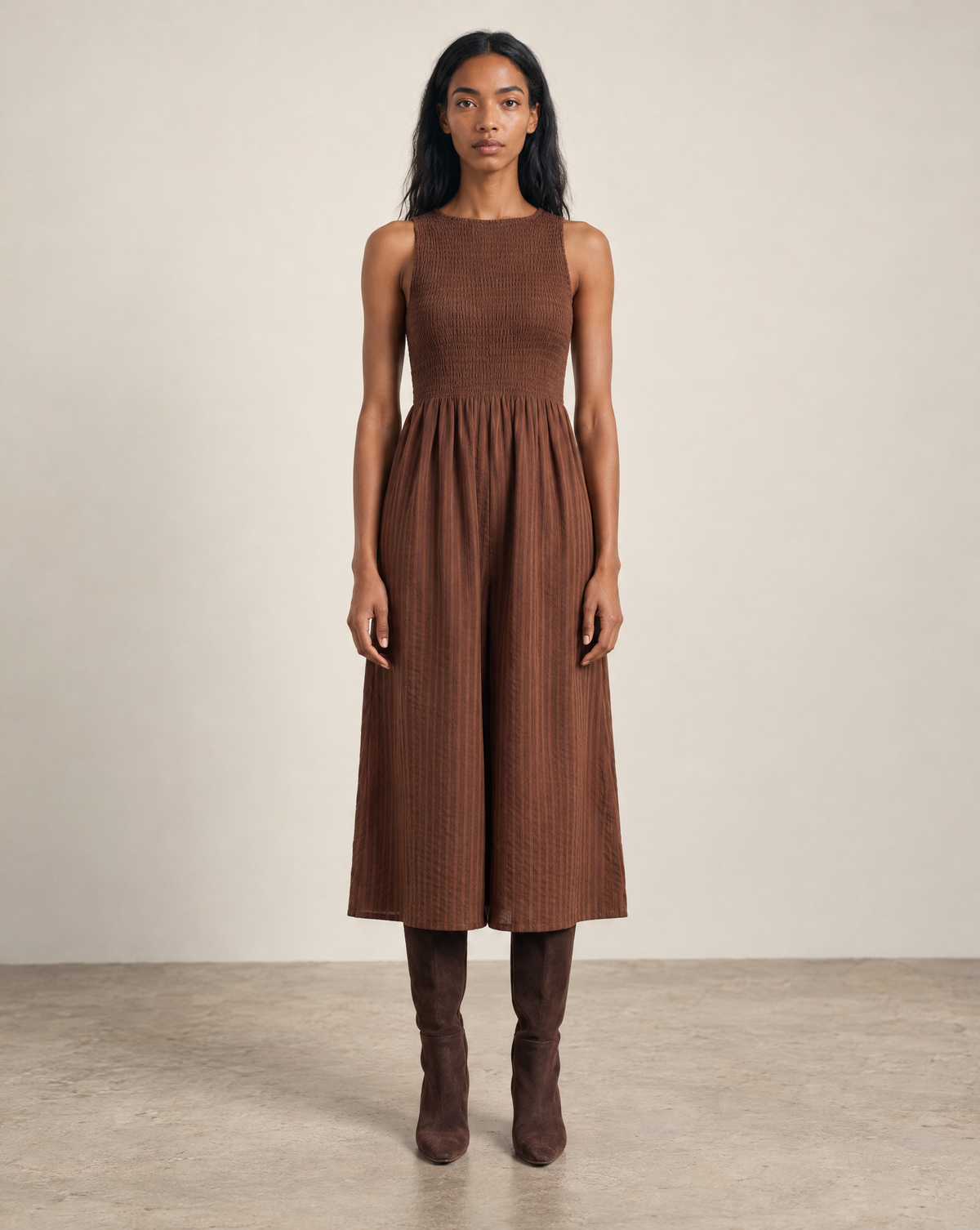 THML Madeline Dress - Brown-Hand In Pocket