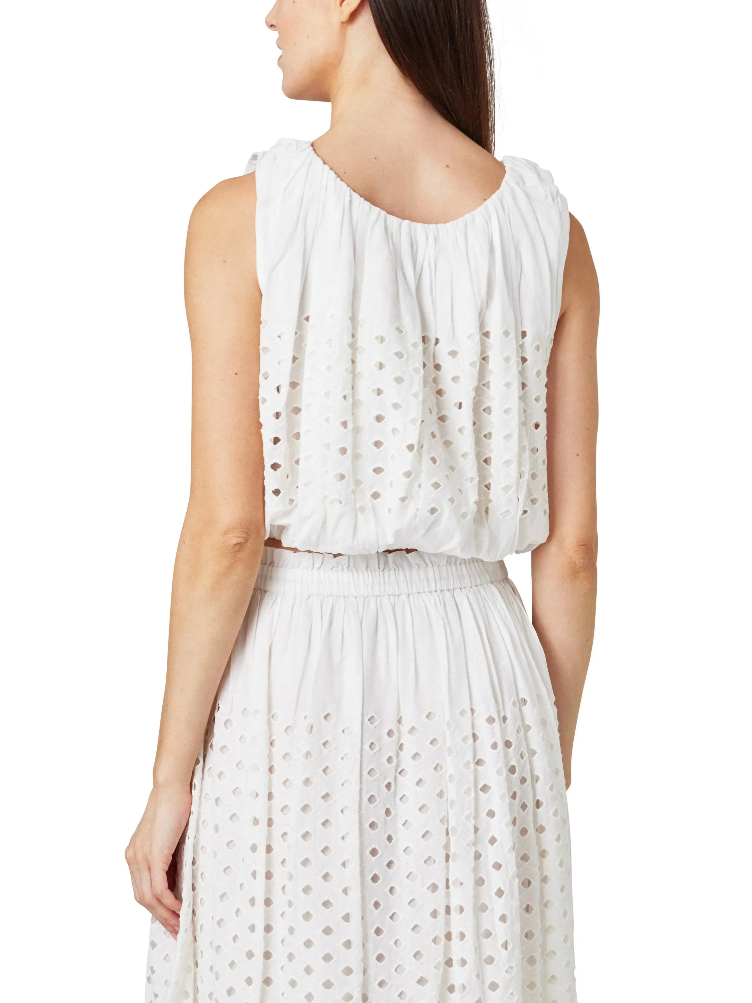 Habitual Eyelet Maxi Skirt Set Marshmallow-Hand In Pocket