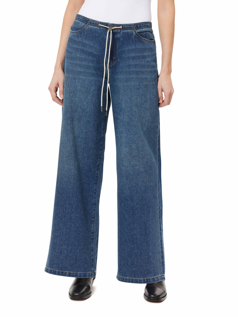 Habitual Jade Drawstring Pant- Lake-Hand In Pocket