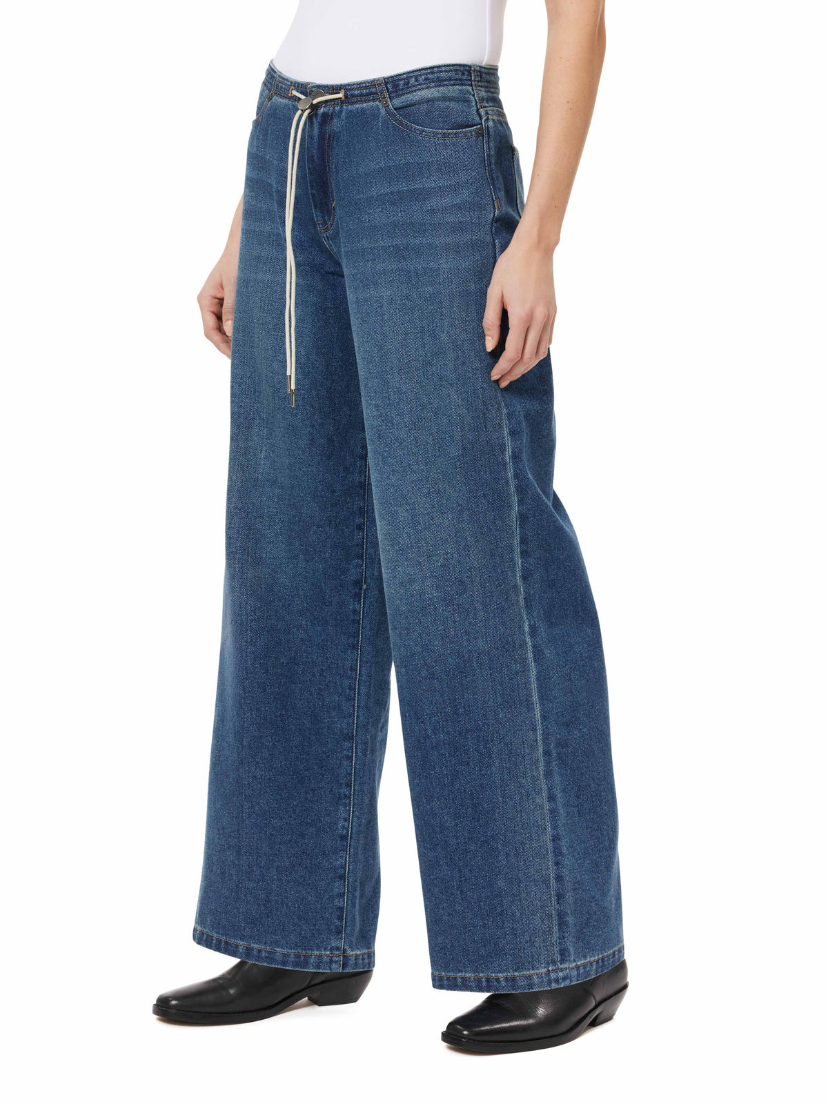 Habitual Jade Drawstring Pant- Lake-Hand In Pocket