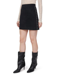 Habitual Studded Denim Skirt - Washed Black-Hand In Pocket
