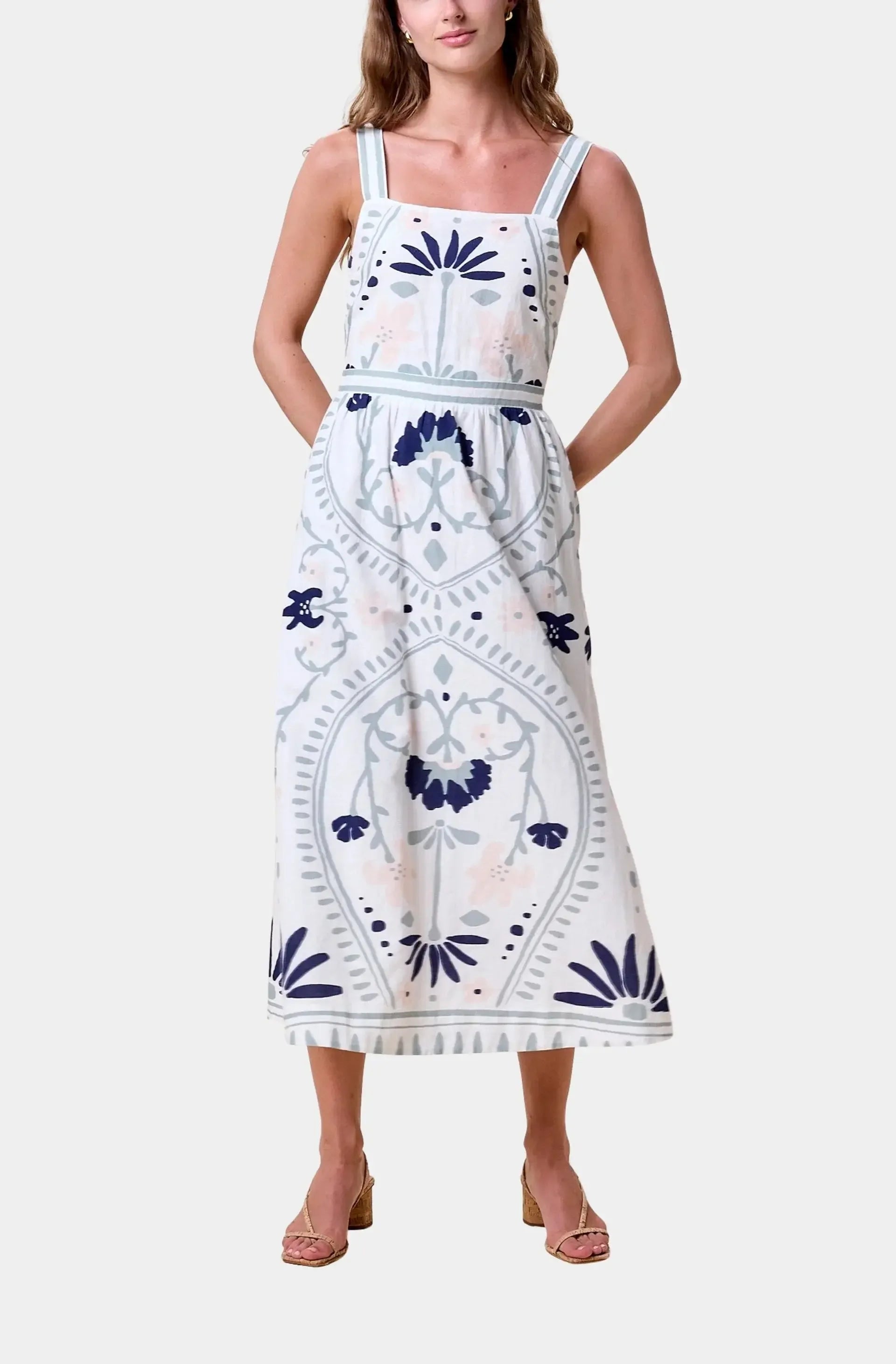 Cleobella Carmen Midi Dress - Liliana Blue Surf-Hand In Pocket