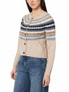 Habitual Fair Isle Cardigan-Brown-Hand In Pocket