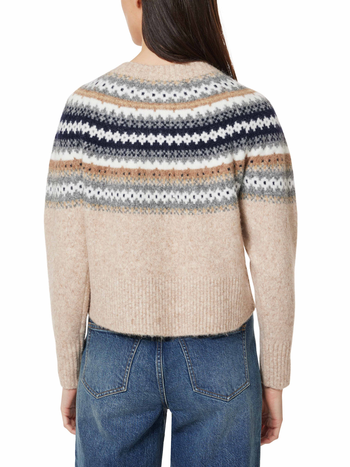 Habitual Fair Isle Cardigan-Brown-Hand In Pocket