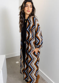 Astrid Bryce Knit Cardigan- Blue Combo-Hand In Pocket