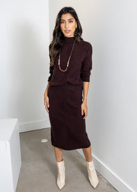Astrid Kramer Knit Skirt- Chocolate ***FINAL SALE***-Hand In Pocket