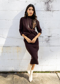 Astrid Kramer Knit Skirt- Chocolate ***FINAL SALE***-Hand In Pocket