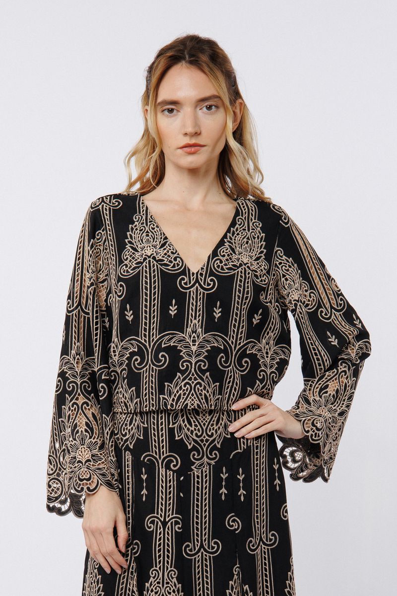 Ciebon Beck Two-Tone Cutout Top - Black/Taupe-Hand In Pocket