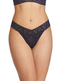 Hanky Panky Signature Lace Original Rise Thong - Navy-Hand In Pocket