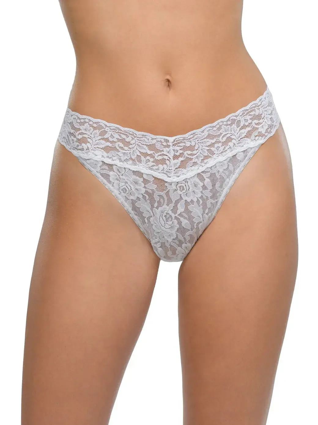 Hanky Panky Signature Lace Original Rise Thong - White-Hand In Pocket