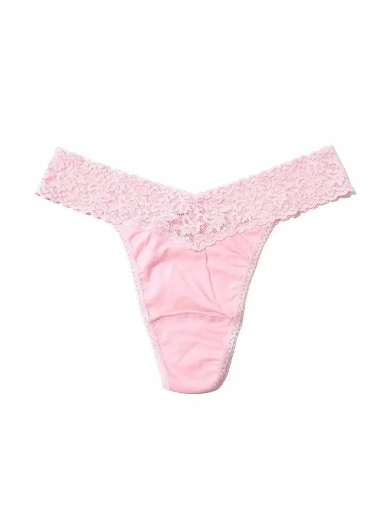 Hanky Panky Signature Lace Original Rise Thong - Bliss Pink-Hand In Pocket