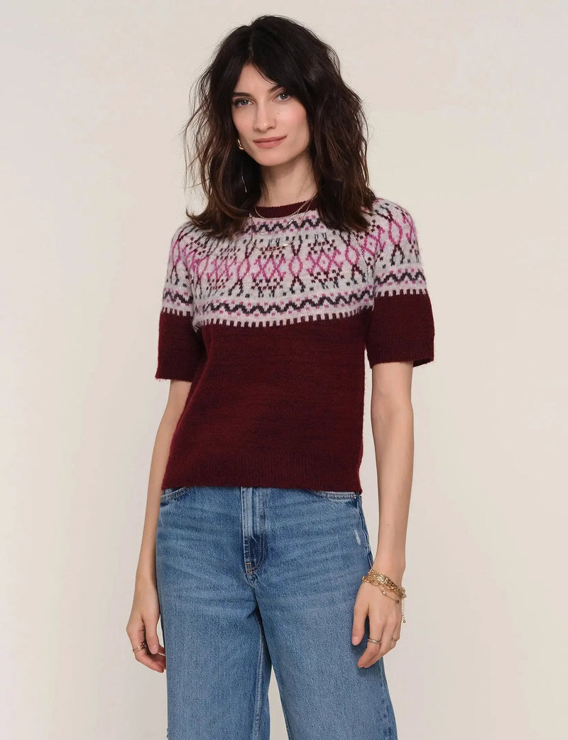 Heartloom Ellery Sweater- Merlot-Hand In Pocket