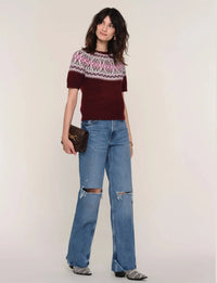 Heartloom Ellery Sweater- Merlot-Hand In Pocket