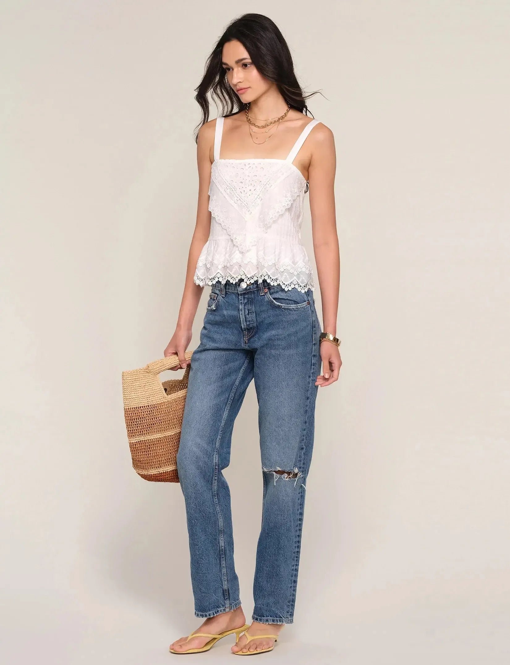 Heartloom Fernando Top - Eggshell-Hand In Pocket