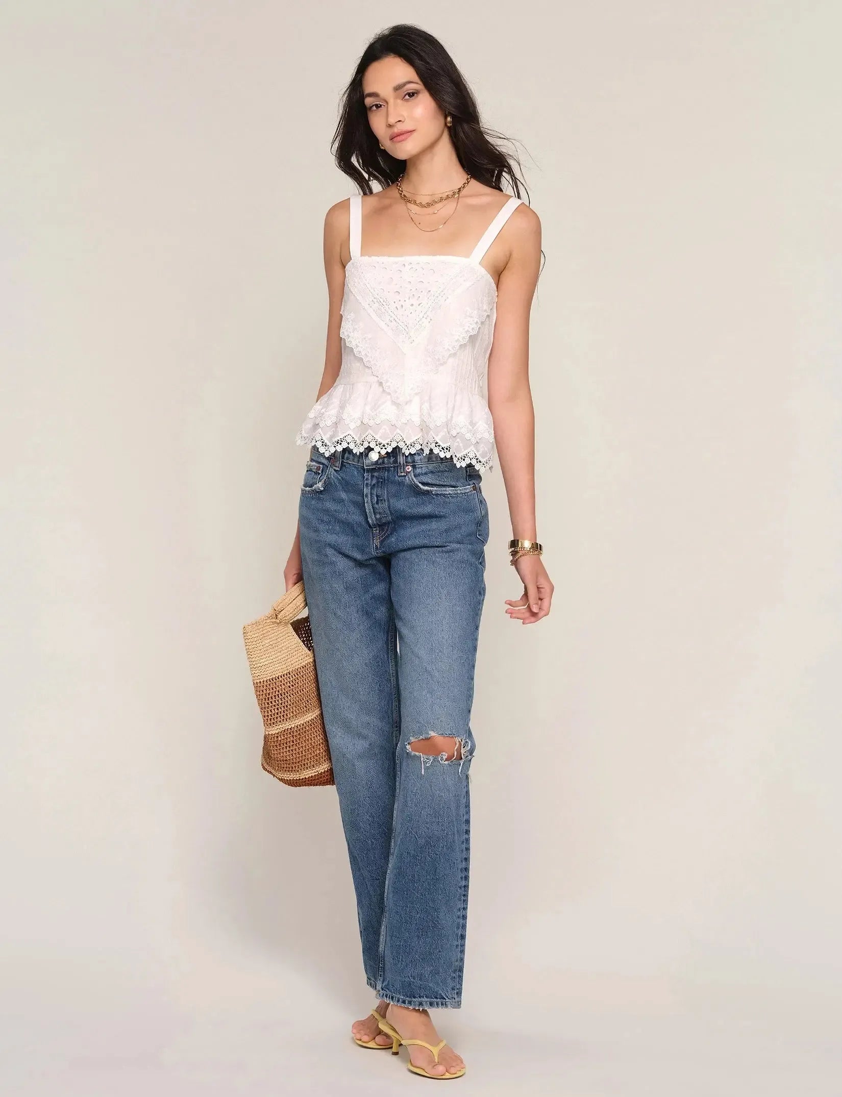 Heartloom Fernando Top - Eggshell-Hand In Pocket