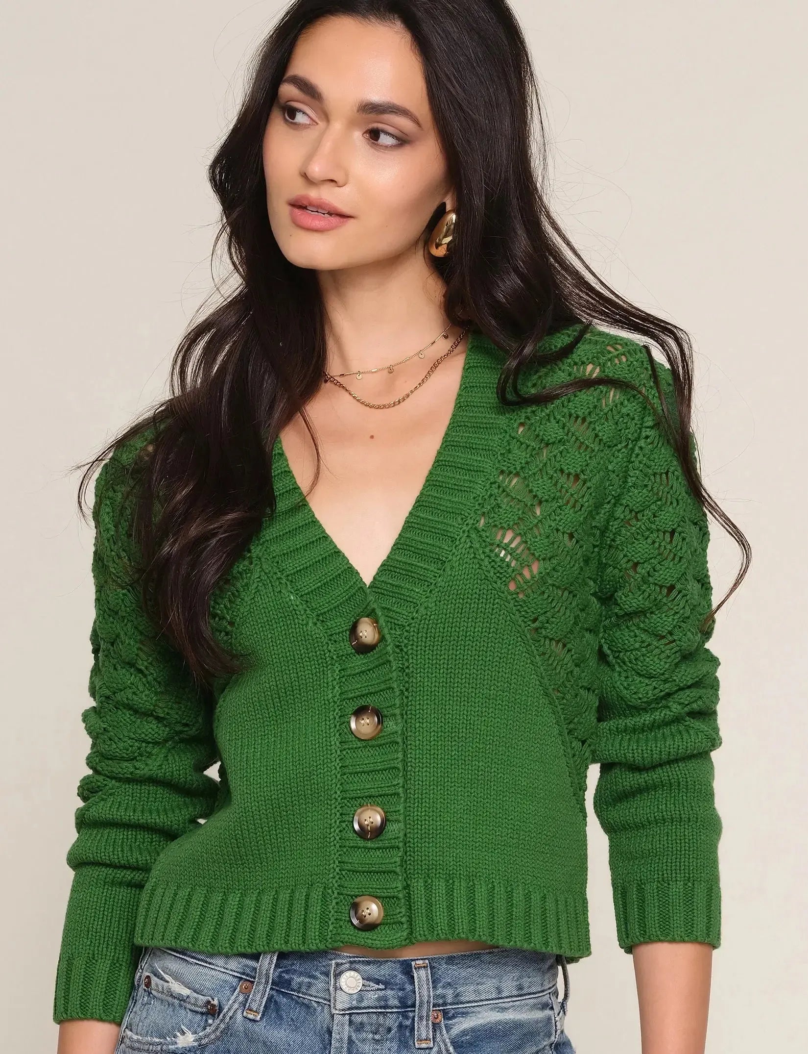 Heartloom Amalda Cardigan - Grass-Hand In Pocket