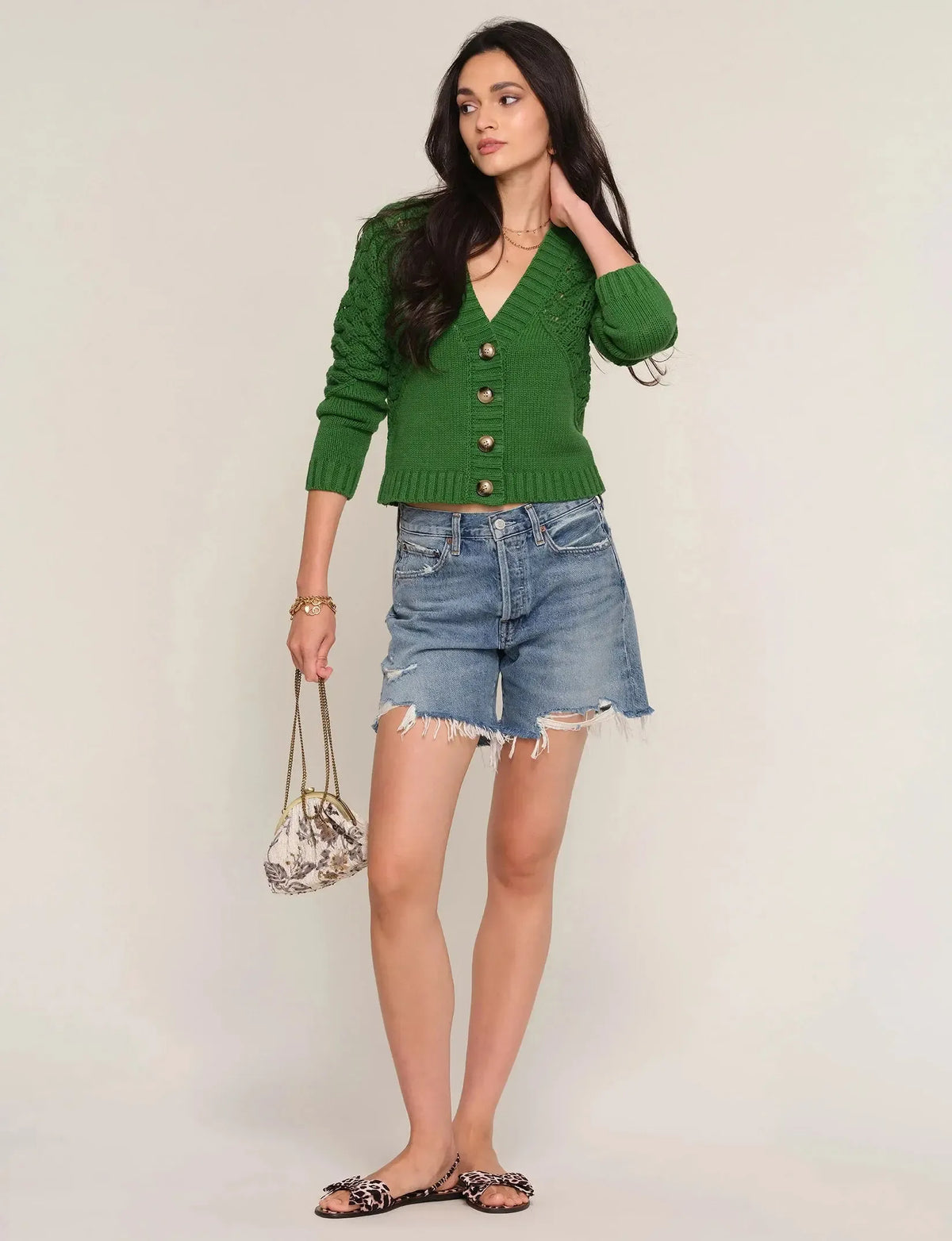 Heartloom Amalda Cardigan - Grass-Hand In Pocket