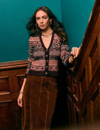 Heartloom Ruta Cardigan- Aubergine-Hand In Pocket