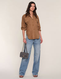 Heartloom Maya Shacket- Toffee-Hand In Pocket