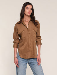 Heartloom Maya Shacket- Toffee-Hand In Pocket