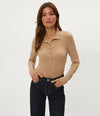 Michael Stars Issa Ribbed Henley - Cumin-Hand In Pocket