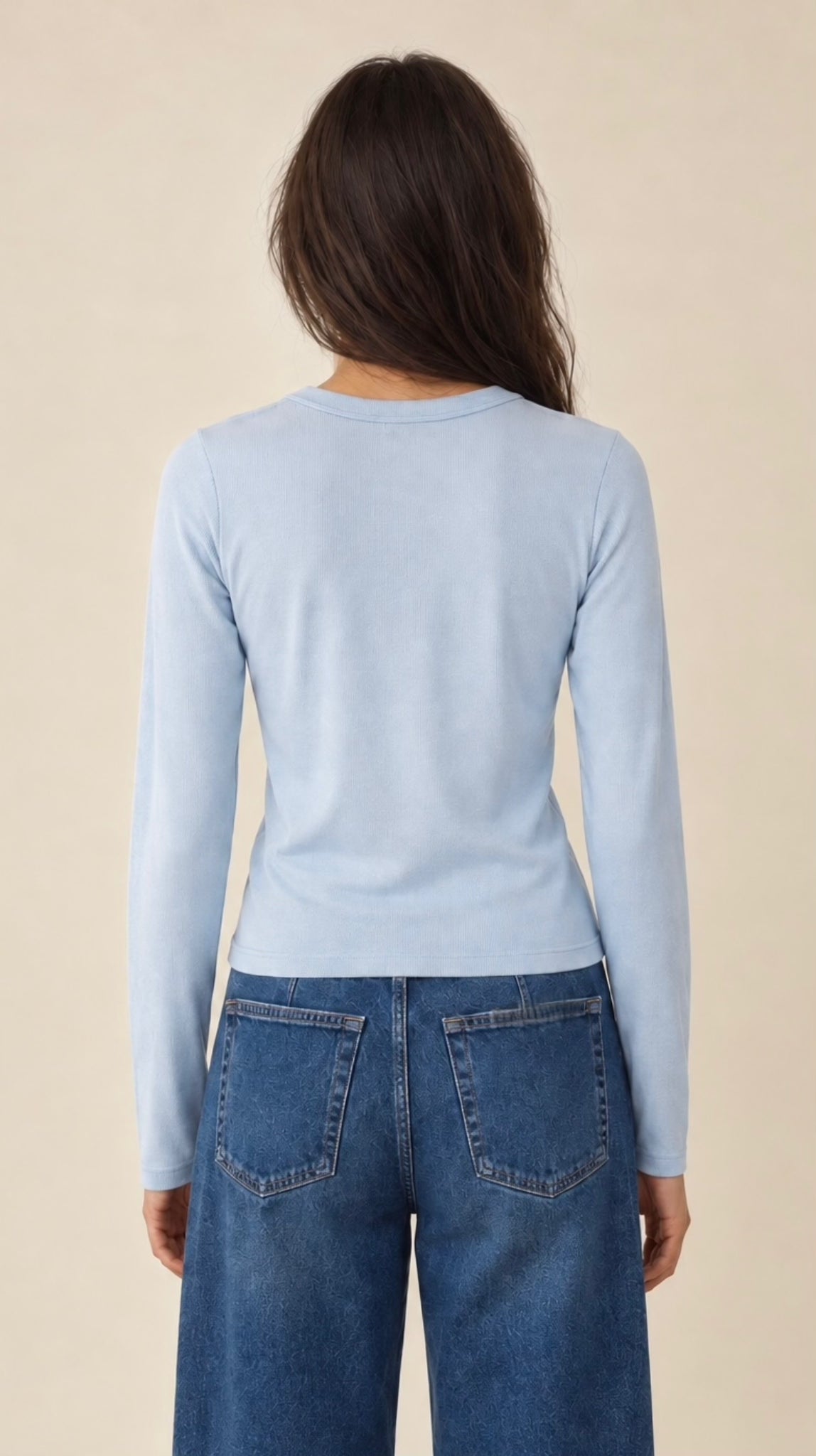 Michael Stars Zola Long Sleeve Crew Tee - Aura-Hand In Pocket