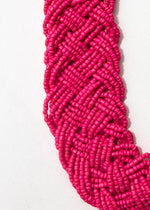 Grenada Braided Bead Necklace-Fuchsia-Hand In Pocket