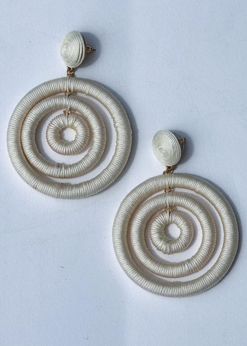 Cyprus Wrapped Circle Earrings-Ivory-Hand In Pocket