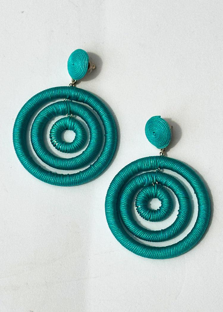 Cyprus Wrapped Circle Earrings-Turquoise ***FINAL SALE***-Hand In Pocket
