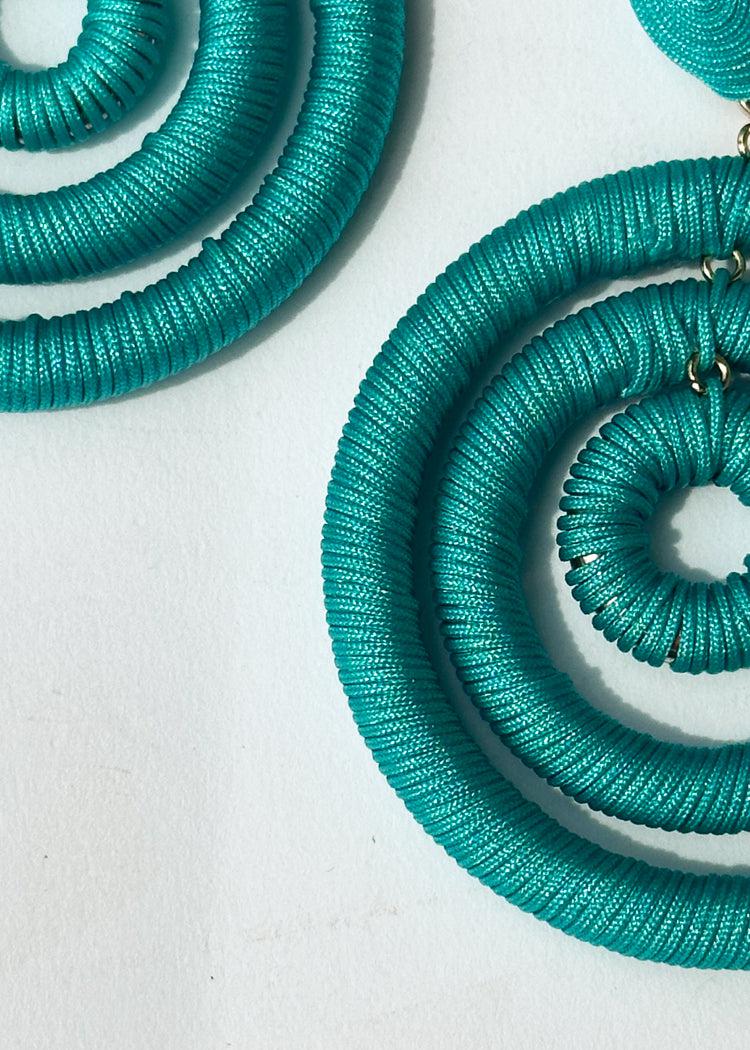 Cyprus Wrapped Circle Earrings-Turquoise ***FINAL SALE***-Hand In Pocket