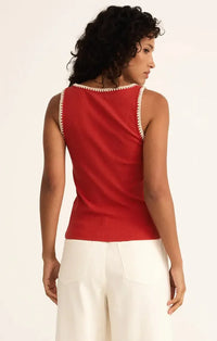 Z Supply Jaidynn Rib Tank- Cabana Red-Hand In Pocket