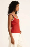 Z Supply Jaidynn Rib Tank- Cabana Red-Hand In Pocket