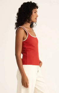 Z Supply Jaidynn Rib Tank- Cabana Red-Hand In Pocket