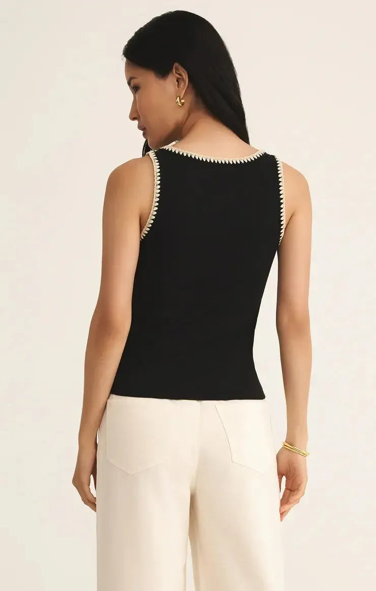 Z Supply Jaidynn Rib Tank- Black-Hand In Pocket