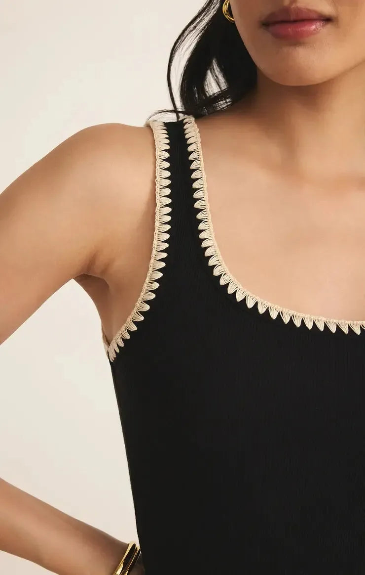 Z Supply Jaidynn Rib Tank- Black-Hand In Pocket