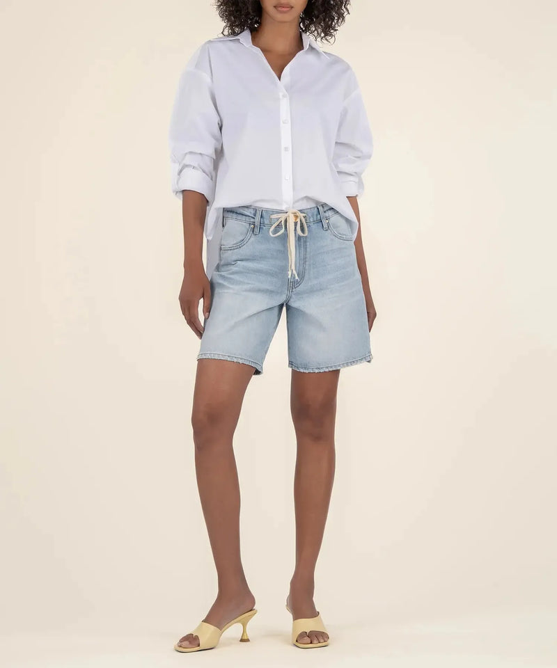 Kut Holly High Rise Tie Waist Shorts- Simply-Hand In Pocket