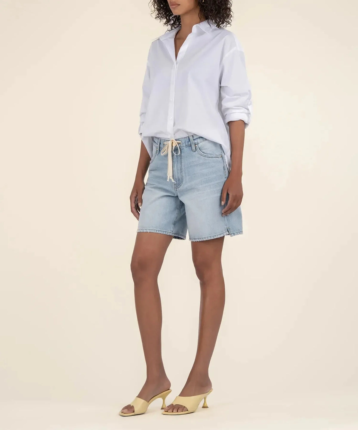 Kut Holly High Rise Tie Waist Shorts- Simply-Hand In Pocket