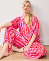 Print Fresh Leopard Stripes Satin Set- Pink-Hand In Pocket