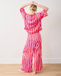 Print Fresh Leopard Stripes Satin Set- Pink-Hand In Pocket