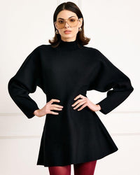 Line + Dot Anzu Peplum Dress- Black