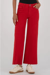 KUT Meg High Rise Fab Ab Wide Leg Raw Denim - Ruby Red