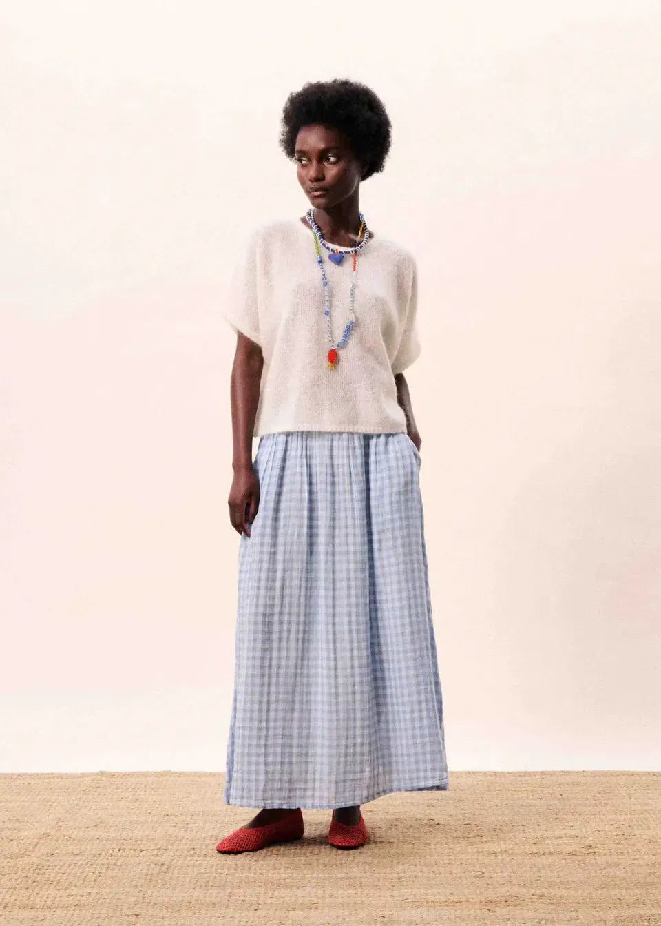 FRNCH Cobalt Skirt - Bleu Clair-Hand In Pocket