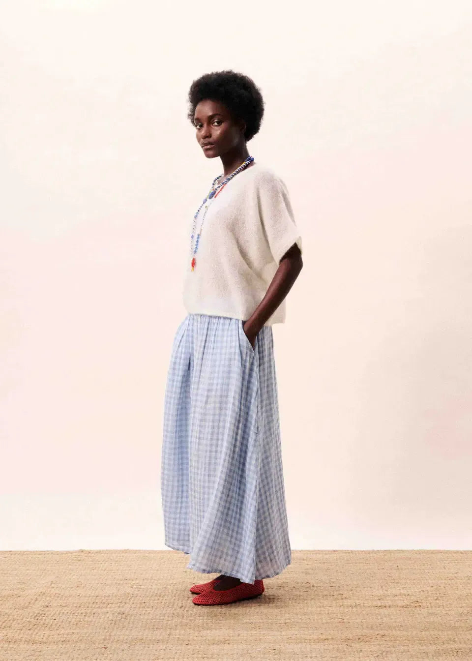 FRNCH Cobalt Skirt - Bleu Clair-Hand In Pocket