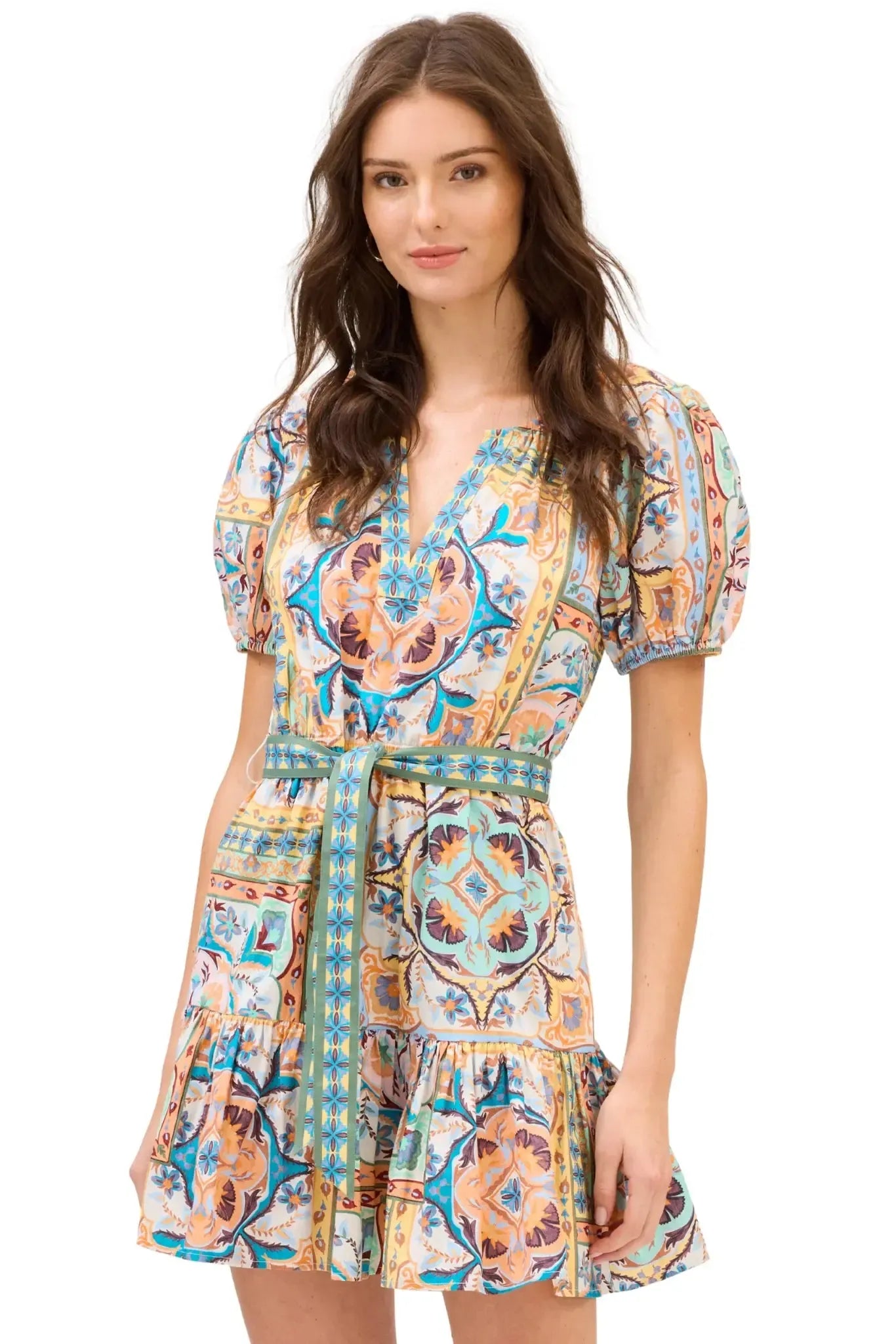Allison Isabella Dress- Scarf Print-Hand In Pocket