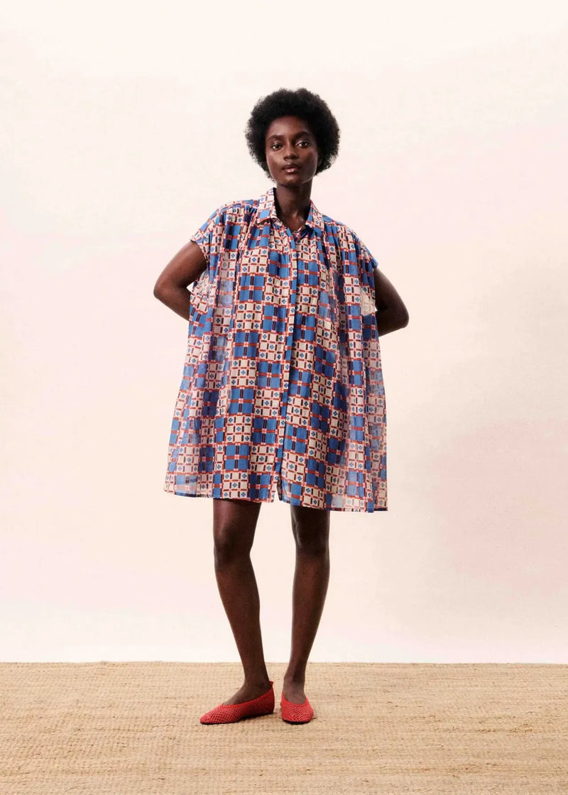 FRNCH Altair Dress- Azulejos-Hand In Pocket